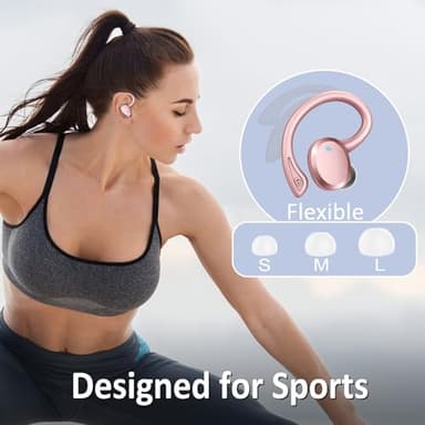 Wireless Earbuds Sport, 2025 Bluetooth 5.4 Headphones Bass Hi-Fi Stereo Over Ear Buds, 56Hrs Noise Cancelling Headset with Earhook, IP7 Waterproof Earphones Workout Running for Laptop Pad Android iOS - Image 5