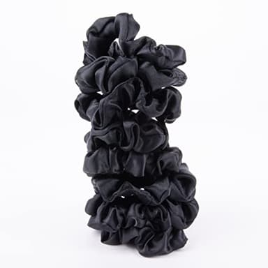Amazon Basics Satin Scrunchies Black Hair Ties, Pack of 8 - Image 5