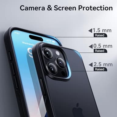 CASEKOO for iPhone 16 Pro Case, [Never Yellow Technology] [Mil-Grade Drop Protection] Translucent Slim Cover Women Men for iPhone 16 Pro Phone Case 6.1 inch, Frosted Black - Image 3