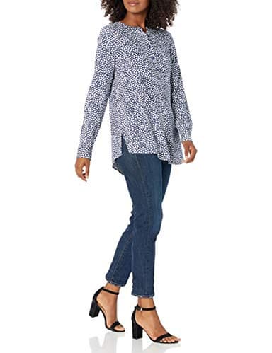 Amazon Essentials Women's Long-Sleeve Woven Blouse, Navy White Petals, Large - Image 5