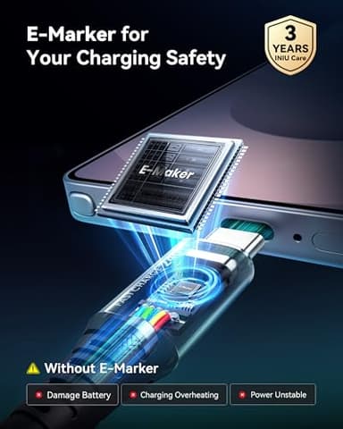 INIU USB C to USB C Cable, 240W Fast Charging [6.6ft, 2-Pack] Type C Charger Cord, Braided USBC Phone Charger Cable for iPhone 17 16 15 Pro Max Samsung S25 S24 Laptops MacBook iPad Air Switch etc. - Image 6