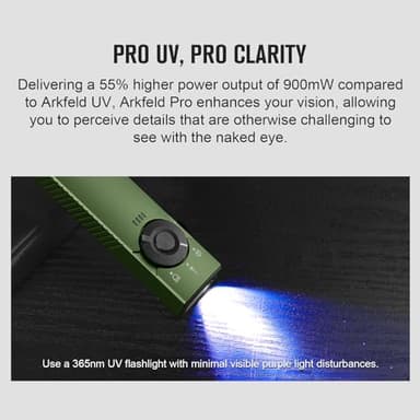 OLIGHT Arkfeld Pro Rechargeable EDC Flat Flashlight with Green Beam, UV and White LED Combo, 1300 Lumens Portable Pocket Lights, Triple Sources for Outdoors Emergency Working (OD-Green CW) - Image 7