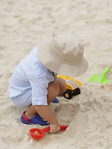 Baby Sun Hat for Boy Girl Toddler Summer Bucket Hat Kids Sun Protection Beach Hat Cotton Baby Hats Light Khaki - Image 6