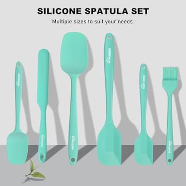 NileHome Silicone Spatula Set, 6 Pcs Food Grade Kitchen Utensils with Silicone Brush Heat Resistant Dishwasher Safe BPA-Free Rubber Spatula for Scraping, Baking, Cooking, Mixing, Turquoise - Image 7