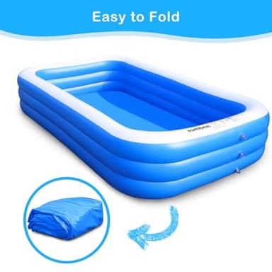 Sumbee Inflatable Swimming Pool for Kiddie Adults Kids, 120" X 72" X 22" Large Blow Up Pool for Family Backyard Outdoor Toddler,Big Rectangle Pools for Children Ages 4-8-12,Full-Sized,Blue - Image 8