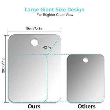 APHUIME XoYo-Large Fogless Shower Mirror （11inX7.48in）, Includes 1 Adhesive Hooks, Anit-Fog Shower Mirror, Shower Makeup Shave Mirror, Frameless Shower Mirror, Wall Hanging Mirror (Large, 1 Pack) - Image 3