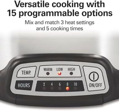 Hamilton Beach 7 Quart Programmable Slow Cooker With Flexible Easy Programming, 5 Cooking Times, Dishwasher-Safe Crock & Lid, Silver (33473 - Image 3