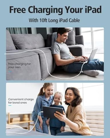 10FT iPad Charger Cord, 20W USB C Fast Charger with Long Charging Cable for iPad Pro 13/12.9/11 inch, iPad 10th Generation, iPad A16 11th Generation, iPad Air 13/11 inch/5th/4th, iPad mini 6/7th - Image 7