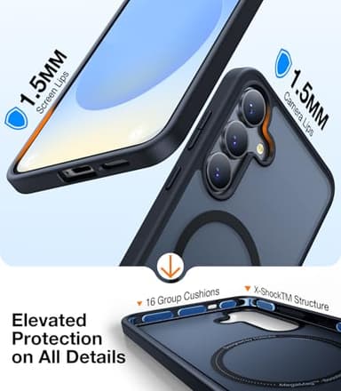 TORRAS Magnetic Shockproof for Samsung Galaxy S25 Case, Fit for MagSafe, 4X Military Grade Protection, Translucent Hard Back Slim Case for Samsung S25 Case, Anti-Fingerprint Anti-Scratch, Black - Image 7