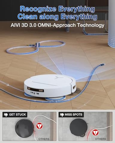 ECOVACS DEEBOT T50 PRO Omni Robot Vacuum and Mop, 3.19” Ultra-Slim, 15,000Pa Suction, ZeroTangle 2.0, TruEdge Edge Cleaning, AIVI 3D Obstacle Avoidance, Auto Mop Wash & Dry, Self-Emptying,White - Image 4
