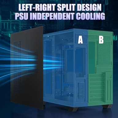 Gaming PC Case, ATX Cpmputer CASE with 7 PWM ARGB Fans Pre-Installed,Type-C Full-View Dual Tempered Glass, Mid Tower Cpmputer CASE Black, (H4) - Image 6