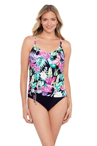 Shapesolver Women's Side Ring Tankini, Mystic Tropic, 16 - Image 1