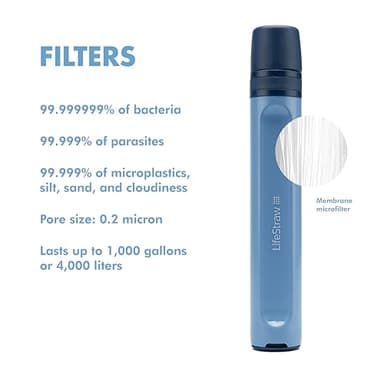 LifeStraw Peak Series - Personal Water Filter Straw for Backup Filtration, Emergency, Survival, and Ultralight Hydration, Dark Mountain Gray, 2 Pack - Image 2