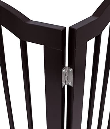 INTERNET'S BEST Arched Top Dog Gate | 3 Panel, 36" H Wooden Pet Barrier for Dogs or Cats | Freestanding Folding Room Divider for Doorways, Hallways, Stairs, and Porch | Portable, Extra Wide | Espresso - Image 8