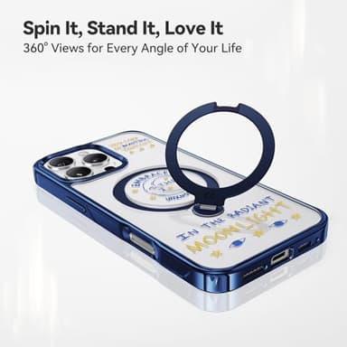 CASEKOO Midnight Moonlight 360° Spin Built-in Magnetic Stand for iPhone 16 Pro Case, Fit for MagSafe, 16FT Drop Protection, Chic Design for iPhone 16 Pro Case with Stand, Midnight Moonlight - Image 4