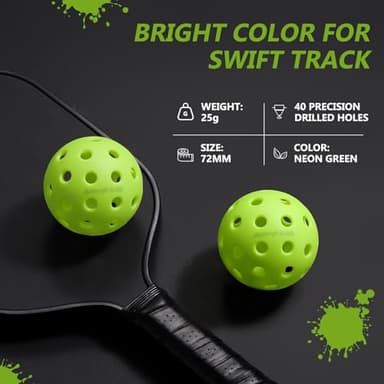 Arewyt Pickleball Balls, 6 Pack 40 Holes Outdoor Pickleball Balls, High Visibility and Bounce, Durable Pickle Balls for All Style Pickleball Paddles & All Skill Levels, Neon Green - Image 5