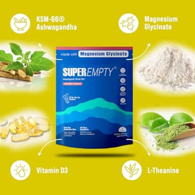 Superempty Powdered Drink Mix Calm,Adaptogenic Drink Mix Calm, Raspberry Lemonade Drink Calm,L-Theanine, Ashwagandha, Magnesium Glycinate, Vitamin - Image 5