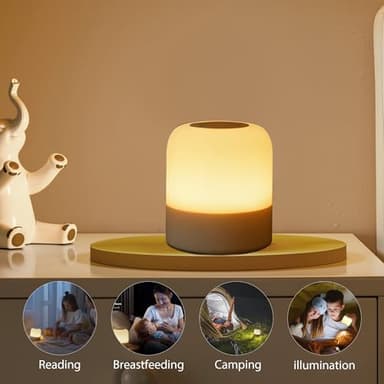 FNMYCO Portable Baby Night Light,3 Colours Egg Light for Nursery,Rechargeable Night Light for Kids,Small Cordless Table&Bedside Lamp,Eye Caring Dimmable LED Touch Lamp for Toddler,Girl,Boy,Nursing - Image 7