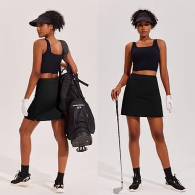 Ekouaer Golf Skirts for Woman with Pockets Silicone Grippers Tennis Skirt Inner Shorts Athletic Pickleball Running Skort,Black Large - Image 5