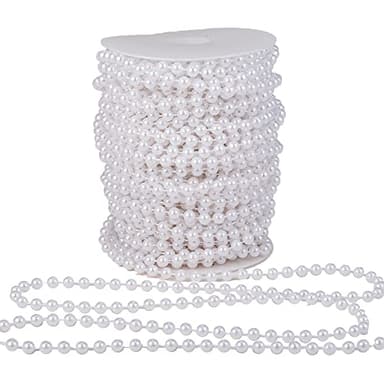 YoungJewl 6mm Crafts Faux Pearl Beads Garland Pearl Bead Roll Strand of Pearls to Decorate Floral Centerpieces Wedding Party Favor Christmas Tree(82 Feet White) - Image 2