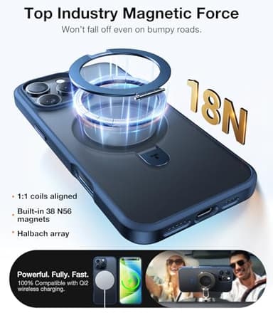 TORRAS Magnetic Ostand for 16 Pro Max Case with Stand, [Military Grade Drop Tested][Compatible with MagSafe] Translucent Slim Back Soft Edge Case for 16 Pro Max 6.9 inch 2024, Blue - Image 2