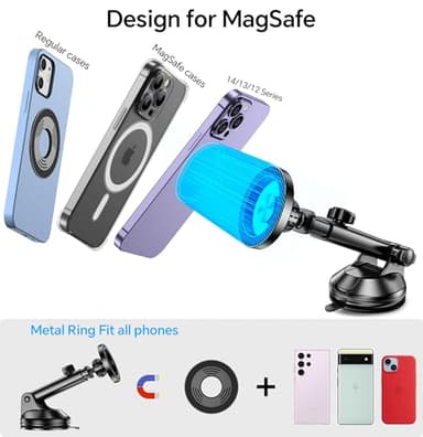 Coolpow for MagSafe Car Mount【Windshield+Vent+Dash】Magnetic Phone Holder for Car Phone Holder Mount Cell Phone Holders for Your Car Accessories Suction Cup Stand for Garmin GPS for iPhone 17 16 15 14 - Image 8