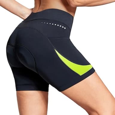 baleaf 4D Padded Bike Shorts Women Cycling Underwear Gel Padding Pockets Fluorescent Green M - Image 3