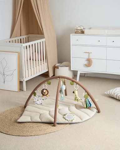 Blissful Diary Baby Play Gym & Activity Mat, Leaf Shaped Baby Tummy Time Play Mat with 6 Detachable Toys, Promotes Motor Skills & Sensory Development, Newborn Baby Essentials Gift, Oatmeal Beige - Image 6