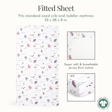 Evolur Be Wild 3 Piece Crib Bedding Set, Machine Washable, Soft and Breathable Toddler Bedding Set, Includes Fitted Sheet, Wearable Blanket and Crib Skirt - Image 4