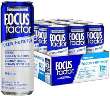 Focus Factor Energy Drink - 12 x 355ml Cans (Original Flavour) - with Focus + Energy - Lightly Carbonated, Sugar Free, Low Calorie with Vitamin B6 & Vitamin B12 - Image 3