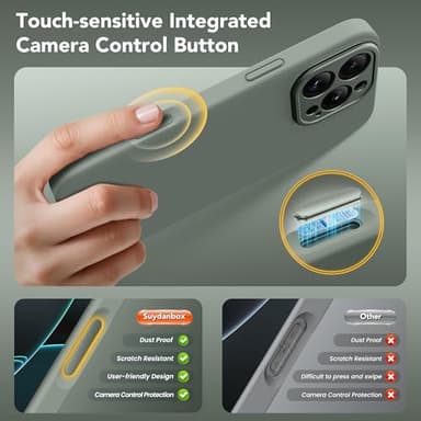 SuydanBox Magnetic for iPhone 16 Pro Case with Stand, Compatible with MagSafe, Silicone Upgraded [Camera Control Button] Shockproof Protective Phone Case for iPhone 16 Pro 6.3",Calke Green - Image 2