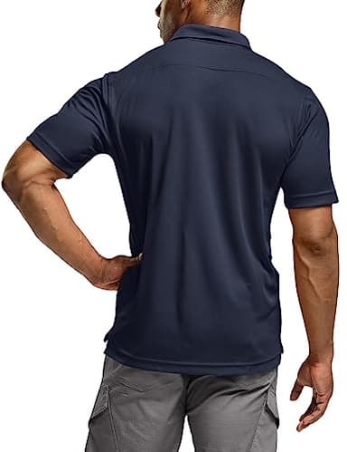 CQR Men's Polo Shirts, Tactical Short Sleeve Golf Performance Shirts, Lightweight Dry Fit UPF 50+ Pique, Frost Essential Police Navy, Large - Image 3