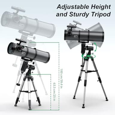 Aurosports Telescope 150EQ Reflector Telescopes for Adults Astronomy - Professional 150mm Aperture Telescope for Beginners with EQ Mount, Phone Adapter, Moon Filter, 2X Barlow Lens, Stable Tripod - Image 8