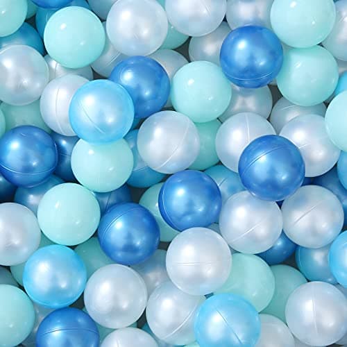 STARBOLO Ball Pit Balls Play Balls -100PCS Pearl 4 Blue Colors Ocean Balls BPA&Phthalate Free Non-Toxic Crush Proof Soft Plastic Ball Pit for Toddlers 1-3 Kids Birthday Pool Tent Party - Image 1