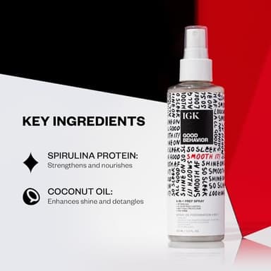 IGK GOOD BEHAVIOR 4-in-1 Prep Spray | Leave In + Detangle + Heat Protectant | Vegan + Cruelty Free | 7 Oz - Image 3