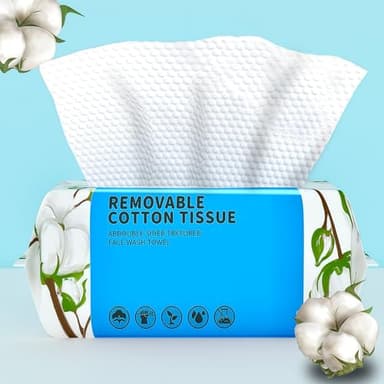 Disposable Face Towel 100 Count, Soft Cotton Clean Skin Face Towels, Dry Wipes Cotton Facial Towels Wash Cloths Tissue Thickened, Disposable Face Towelettes for Cleansing, Makeup Remover and Skincare - Image 1
