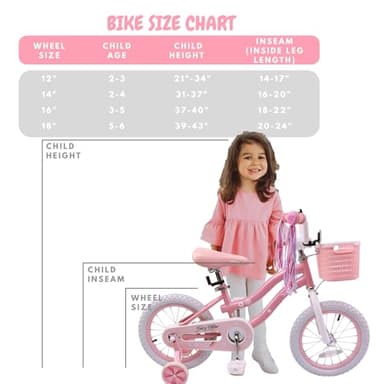 bicystar Girls Bike for Kids 3-5, Kids Bike with Training Wheels, Basket, Coaster Brake, Streamers, 12 inch Pink Pedal Bike for Kids, Birthday Gift - Image 8