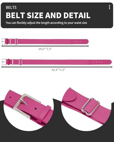 QBK Toddler Baseball Socks And Belt Youth Softball Tee Ball Combo Set for Boy Girl (2 Pairs of Socks & 1 Belt)(HOT PINK,2-4T) - Image 5