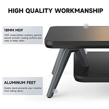Fenge Dual Monitor Stand, Monitor Stands Riser for 2 monitors, 42.5 Inch Wood Desk Shelf with Storage Organizer and Cable Management for Office Desk Accessories - Image 4