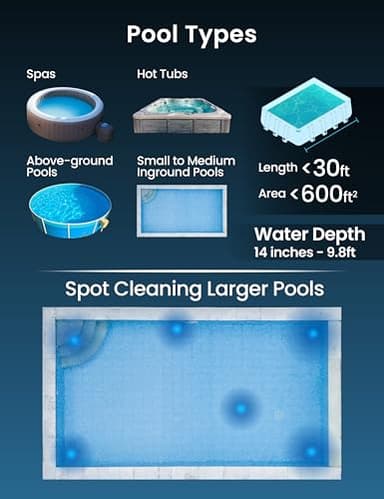 KOKIDO 2025 Cordless Pool Vacuum with 72” Pole, Standard & Fine Interchangeable Filters, 16GPM Optimized Suction, 2 Vac Heads, Spot Clean, for Small Above & Inground Pools, Spas Hot Tubs XV320 - Image 7