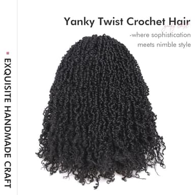 Toyotress Yanky Twist Crochet Hair - 12 Inch 8 Packs (30 Strands/Pcs) Fluffy Spring Mini Twist Short Bob Passion Twist, Natural Black Pre-Looped Crochet Braids Braiding Hair (12 Inch, 1B-8P) - Image 2