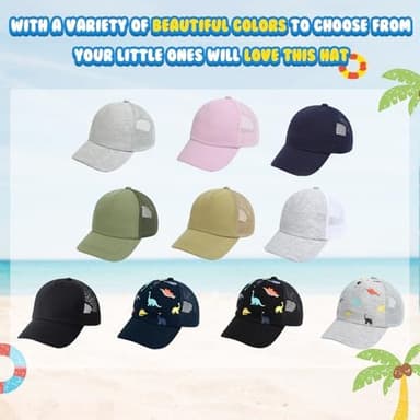 Duoyeree Toddler Baseball Cap Baby Cap Sun hat Print Dinosaur Pattern and Solid Color hat Kids boy Girl Age 0-8t - Image 7