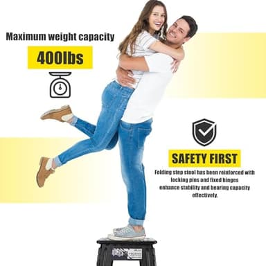 Delxo 17.5 Inch Folding Step Stool,Foldable Stool for Adults with Safety Lock,Portable Collapsible Plastic Step Stool,Non Slip Folding Stools for Kitchen Bathroom Bedroom Up to 400LBS,(Black 1PC) - Image 9