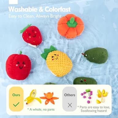hahaland Baby Sensory Toys - 16 PCS My First Fruit Vegetable Color Sorting Play Food with Crinkle, Rattle, Baby Toys 6-12 Months Montessori Toys for 1 Year Old Boy Girl Gifts Toddler Stocking Stuffers - Image 6