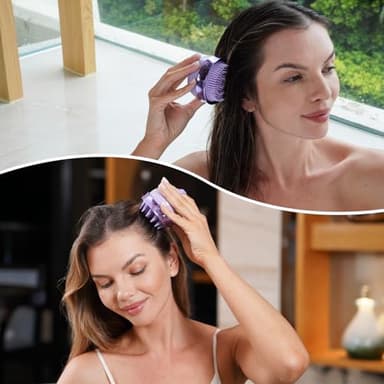 SHINLEA 2 in 1 Scalp Massager Hair Growth,Scalp Scrubber with Soft Silicone Bristles for Dandruff Removal,Shampoo Brush for Exfoliation,Head Massager for Both Wet and Dry Use (Purple) ﻿ - Image 6
