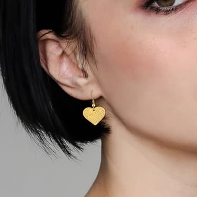 Teppdfann Gold Heart Drop Dangle Earrings for Women Hypoallergenic Handmade Hammered Gold Earrings for Sensitive Ears - Image 2