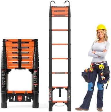 Telescoping Ladder, 12.5FT Extension Ladder，One-Step Collapsible, Aluminum Ladder for RV Home Outdoor, 330lbs Max Capacity - Image 3
