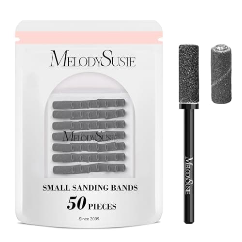 MelodySusie 50 Pcs Nail Drill Bits Small Sanding Bands with 3.1mm Mandrel Bit, 240 Extreme Fine Grit Nail File for Acrylic Nails Gel Manicures and Pedicure, Black - Image 1