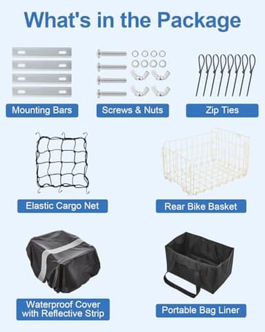 Zacro Bike Basket Rear, Folding Metal Bicycle Basket, Large Quick Release Design Rear Bike Basket, Ebike Basket for Adult Women/Men Carrying Dogs, Pets, Fruit & Grocery, Beige - Image 2