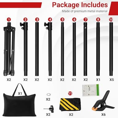JSungo Backdrop Stand, Adjustable 10x7.5 FT Background Stand Backdrop for Parties, Photo Video Studio, Portable Photography Backdrop Stand with Carrying Bag, 6 Backdrop Clamps, and 2 Stand Bags - Image 6